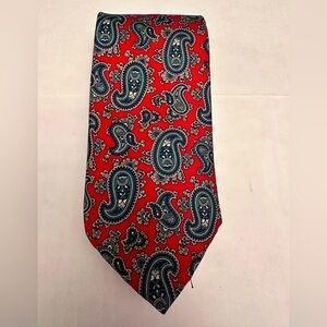 Bert Pulitzer Men's Necktie Tie Silk Red Blue Green Paisley Made in USA